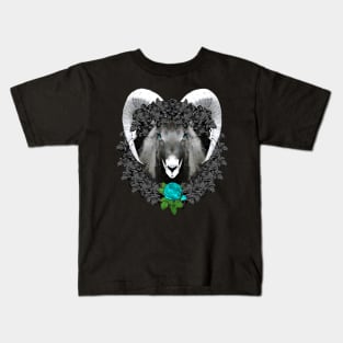 Goat Blue Rose Wreath Kids T-Shirt